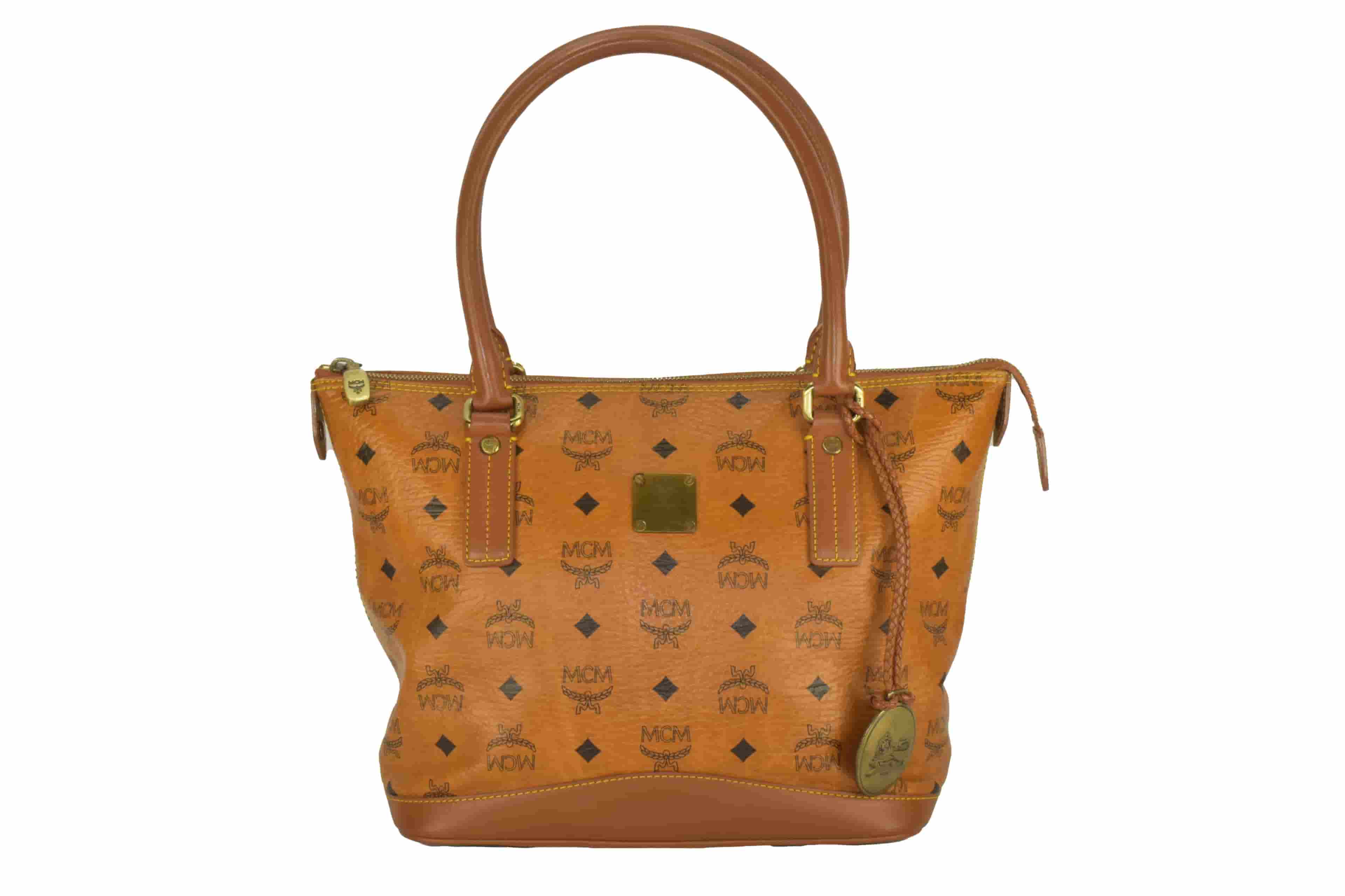 ✅MCM SCHULTERTASCHE HANDTASCHE LEDERTASCHE LEDER COGNAC 2709