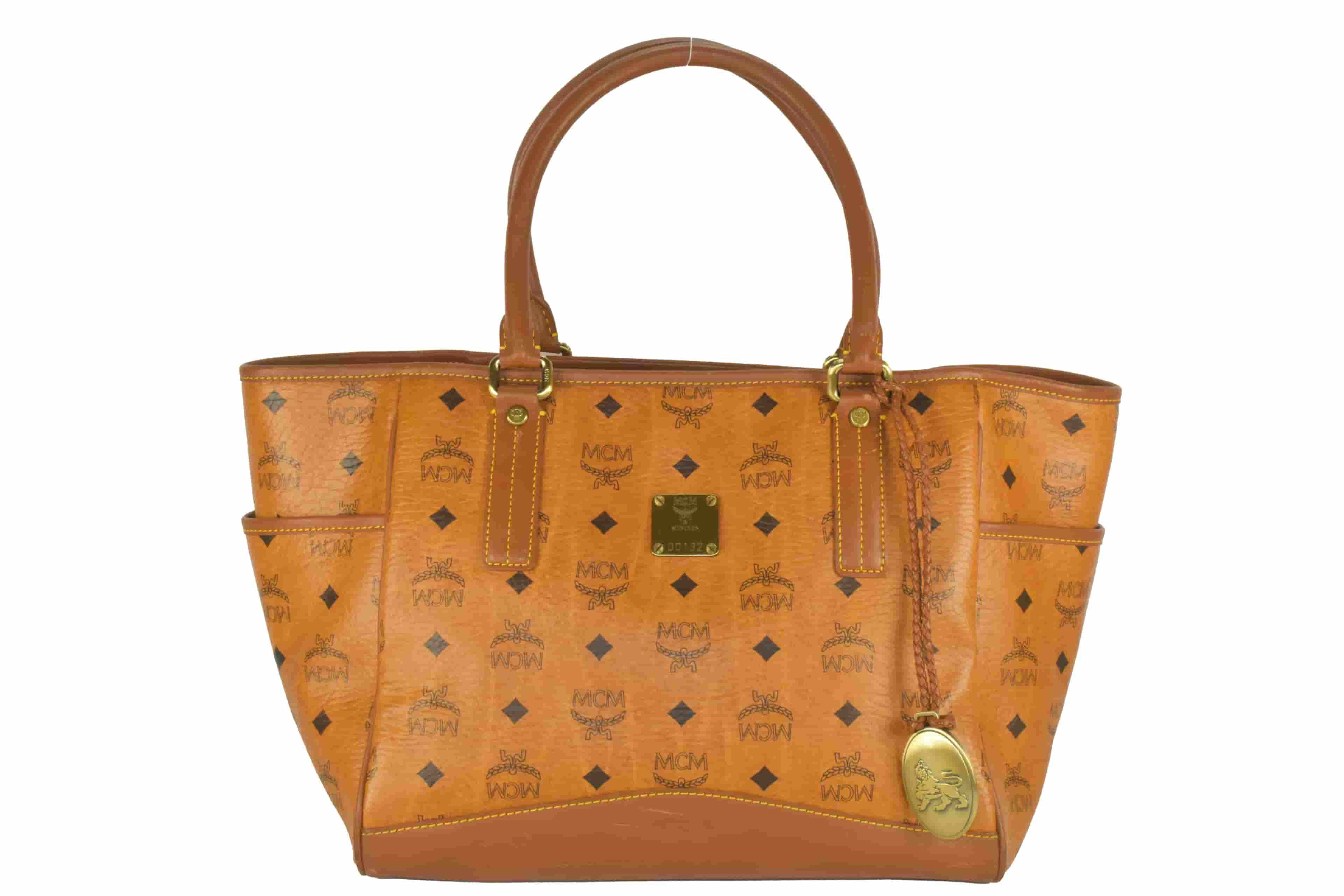 ✅MCM TASCHE HANDTASCHE LEDER LEDERTASCHE COGNAC 2882