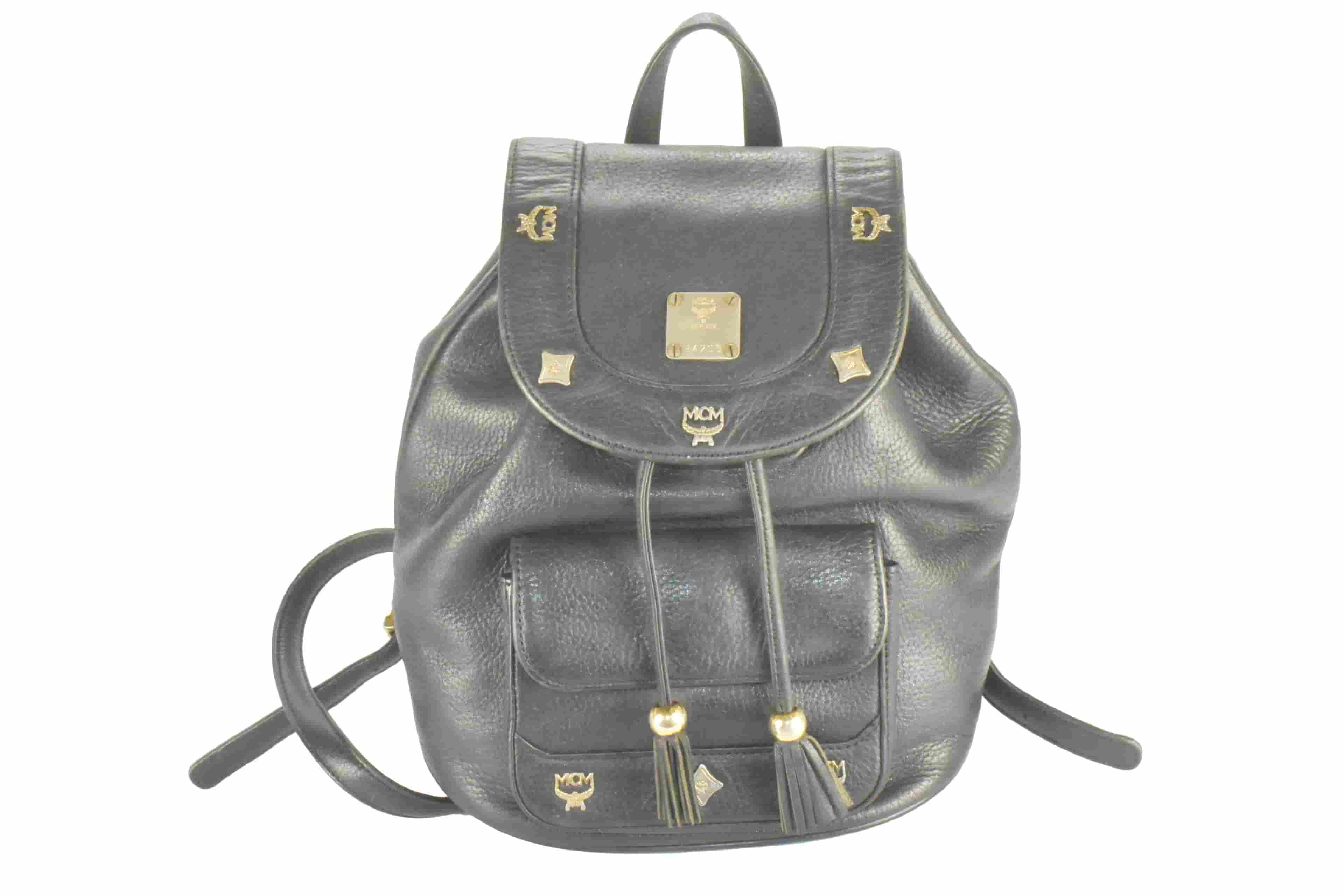 ✅MCM RUCKSACK LEDERTASCHE TASCHE LEDERRUCKSACK SCHWARZ 2965