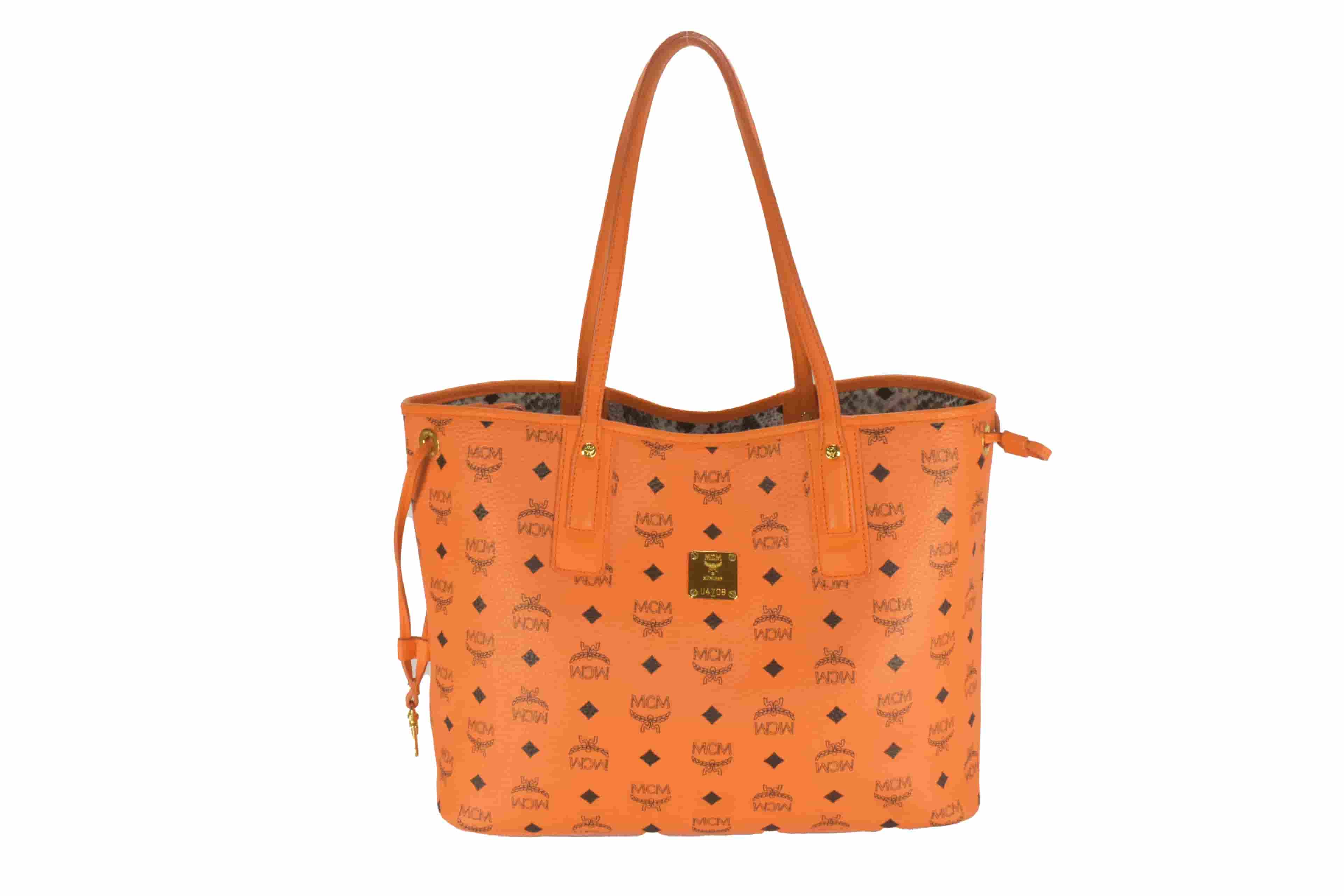 ✅MCM TASCHE SCHULTERTASCHE WENDESHOPPER SHOPPER ORANGE LIZ 3087