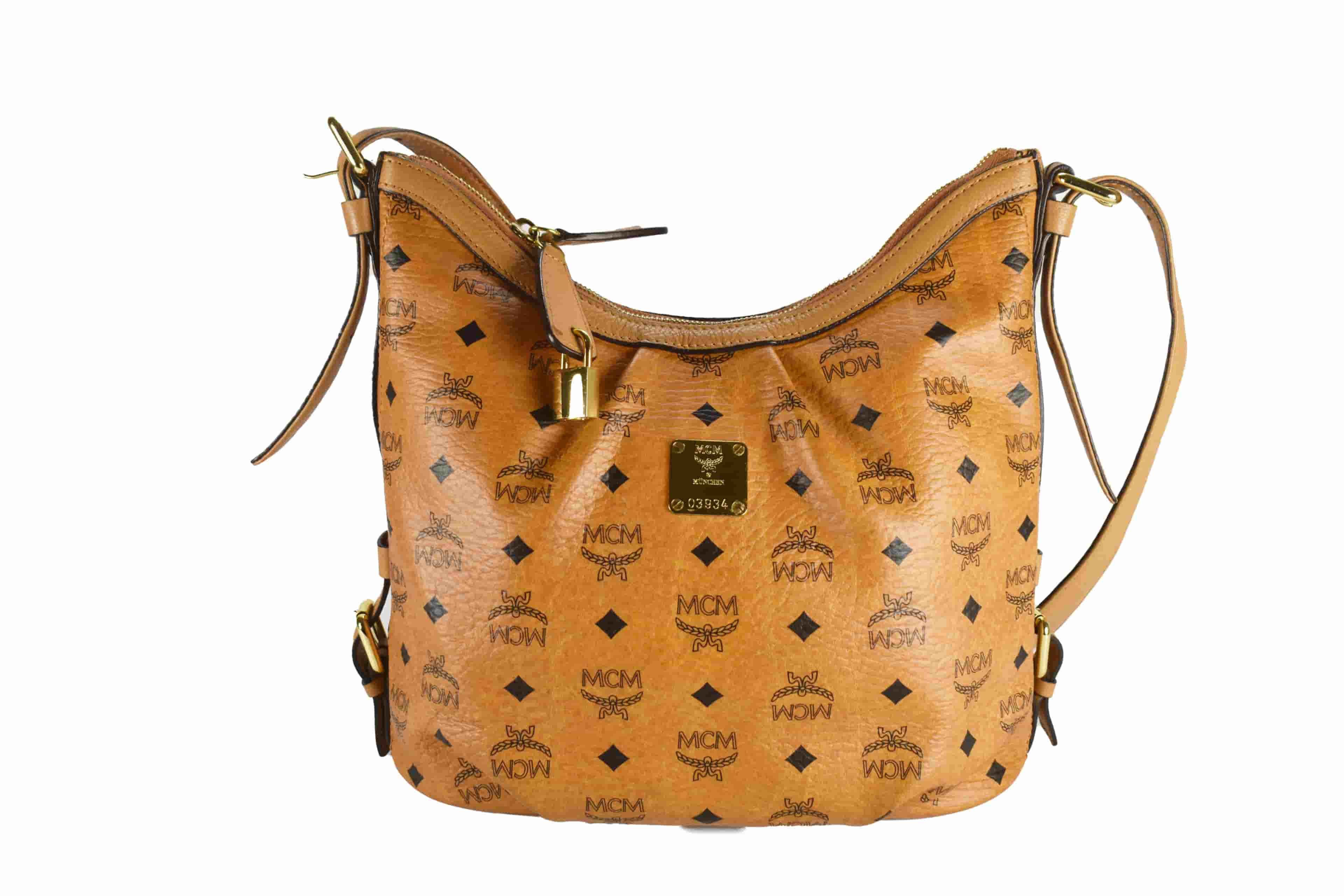 MCM UMHÄNGETASCHE vintmarket.de CROSSBODY KLEIN HOBO COGNAC 3666