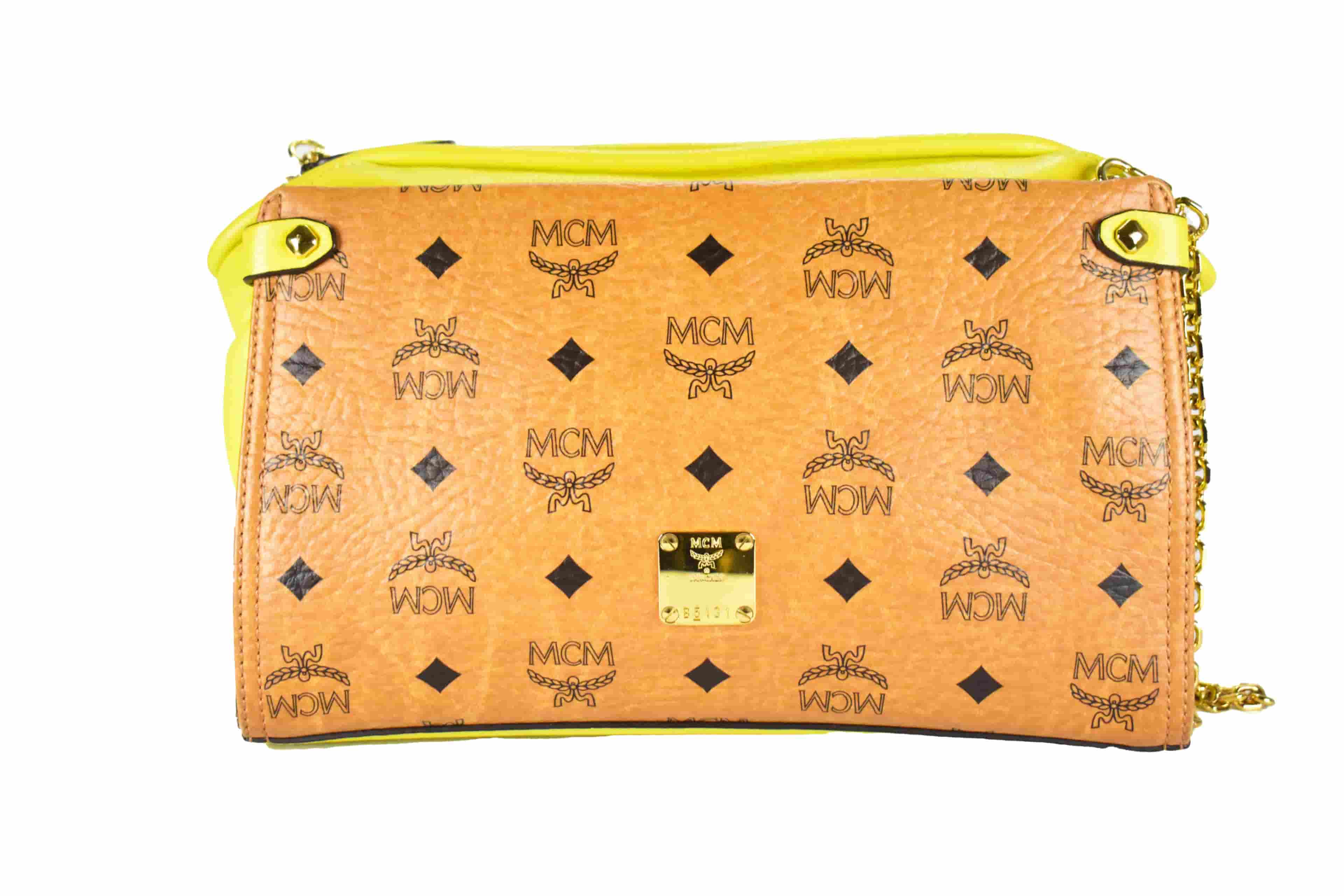 MCM SCHULTERTASCHE CROSSBODY vintmarket.de LEDER COGNAC 3690