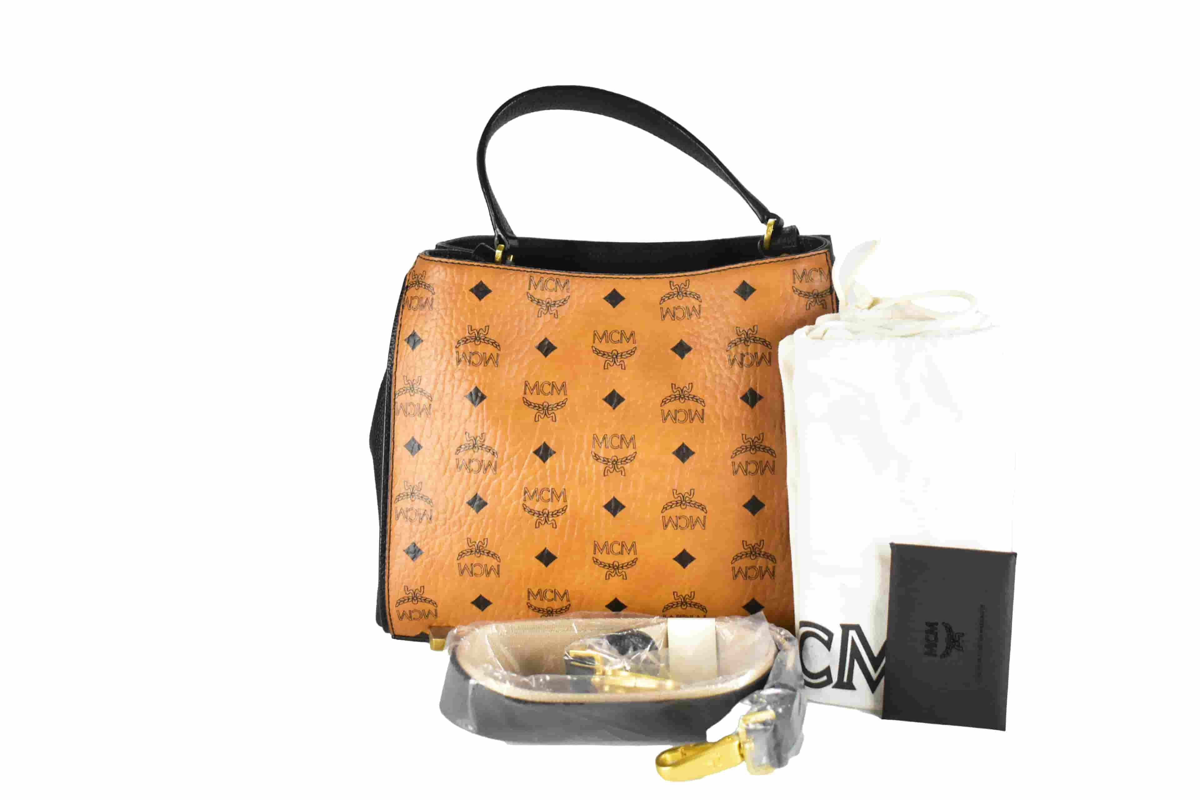 MCM SCHULTERTASCHE vintmarket.de HANDTASCHE COGNAC 3692