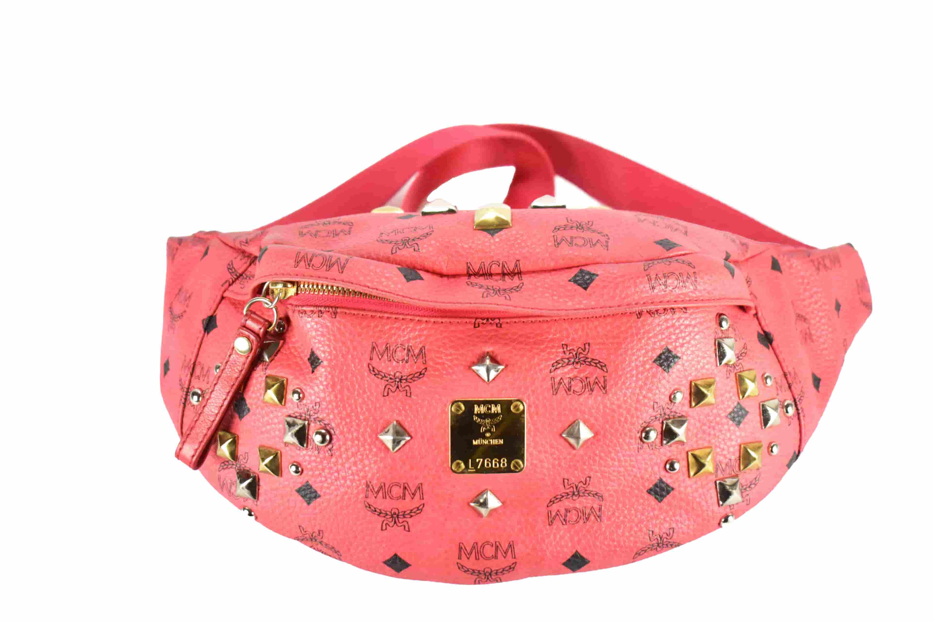 MCM HERREN DAMEN BAUCHTASCHE vintmarket.de LEDER PINK 3739