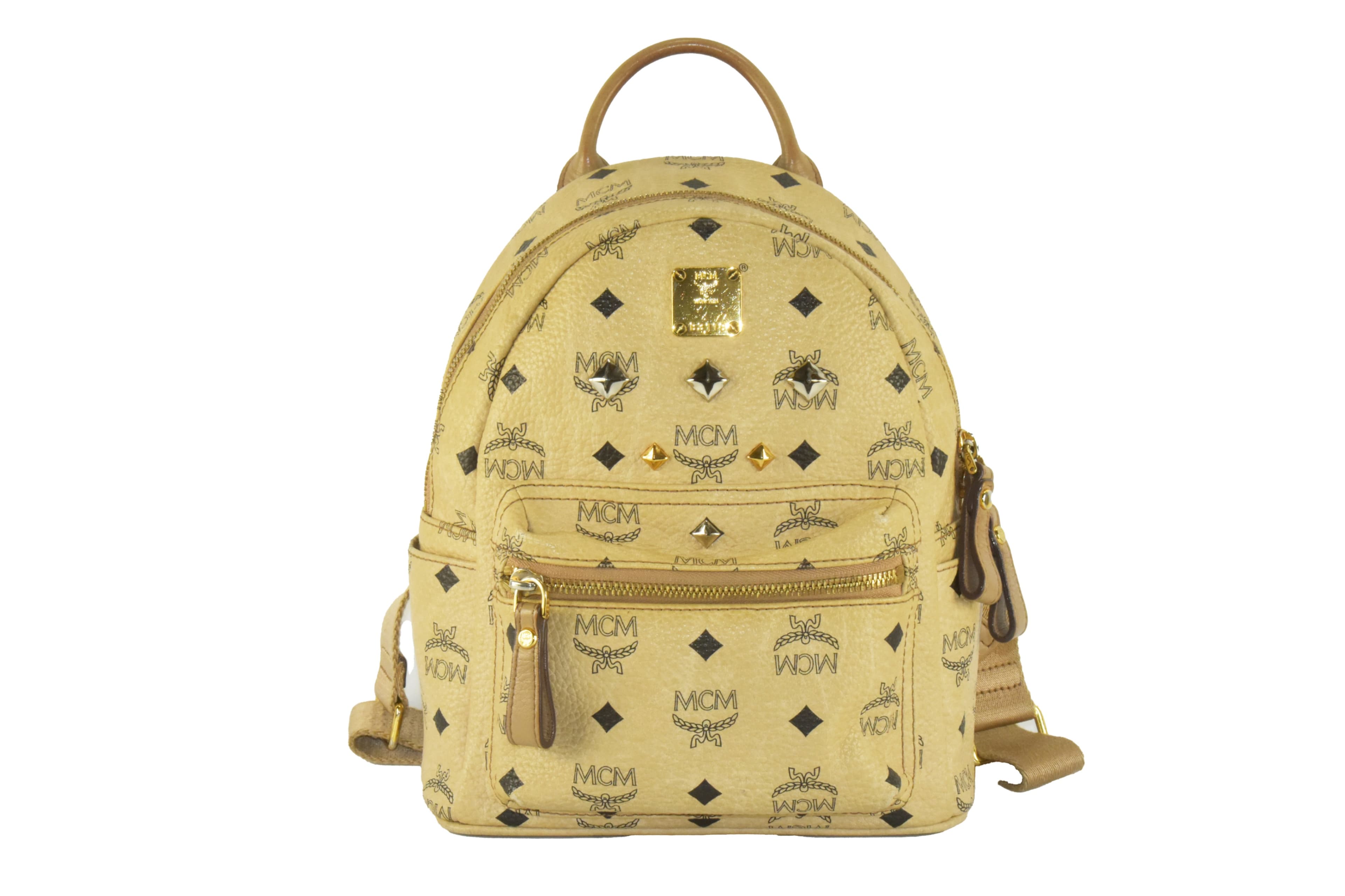 ✅MCM RUCKSACK TASCHE LEDERTASCHE LEDERRUCKSACK LEDER BEIGE 2679