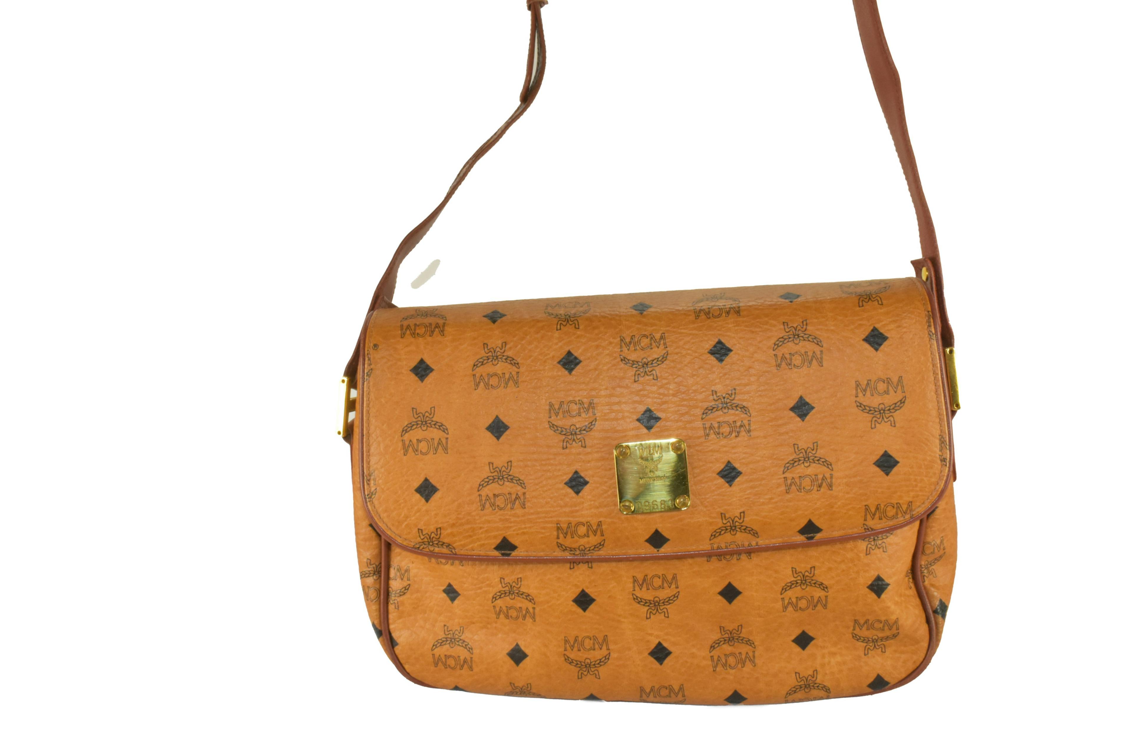 MCM SCHULTERTASCHE vintmarket.de UMHÄNGETASCHE COGNAC LEDER 3441