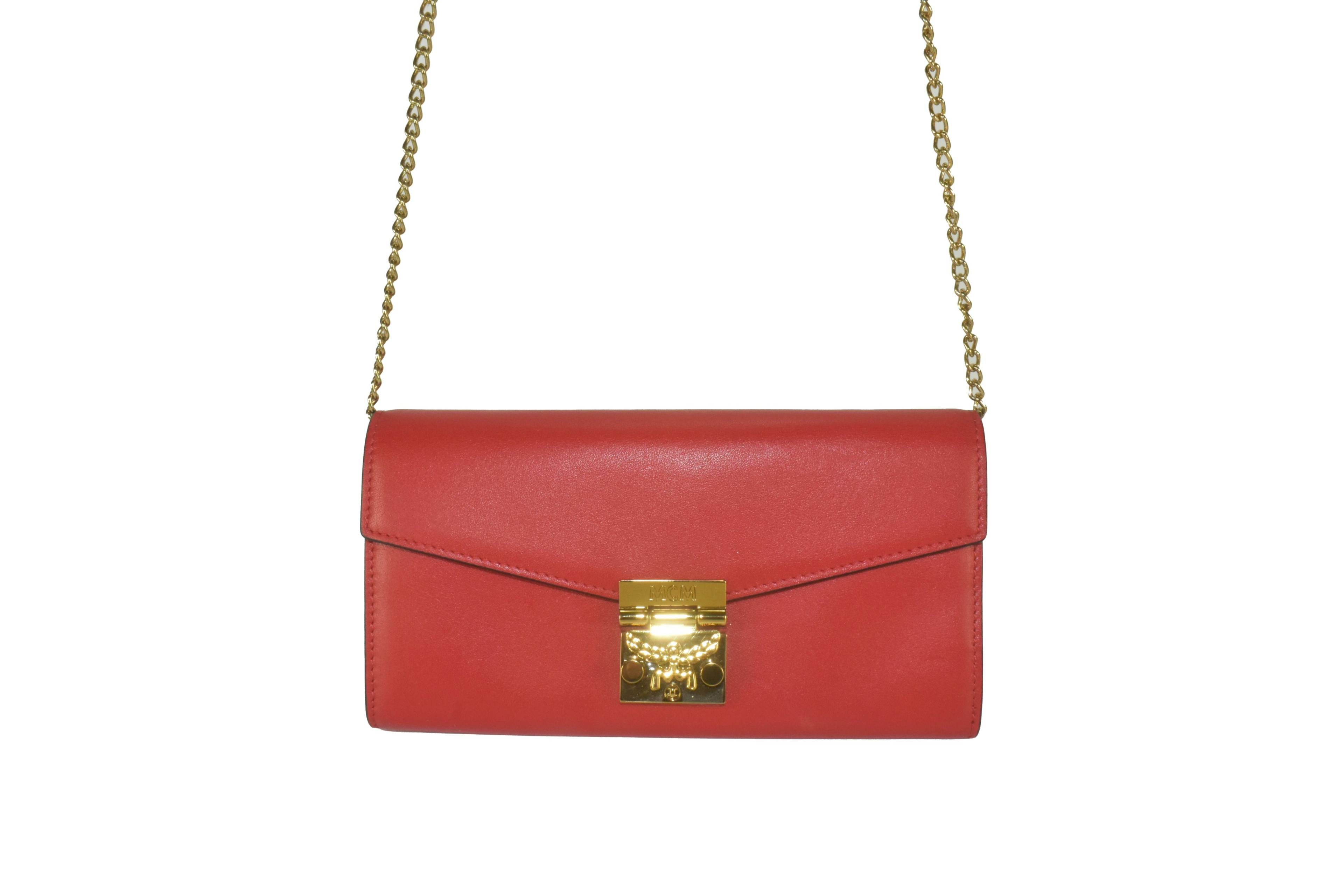 MCM  CROSSBODY vintmarket-de GELDBÖRSE LEDERTASCHE ROT 3449