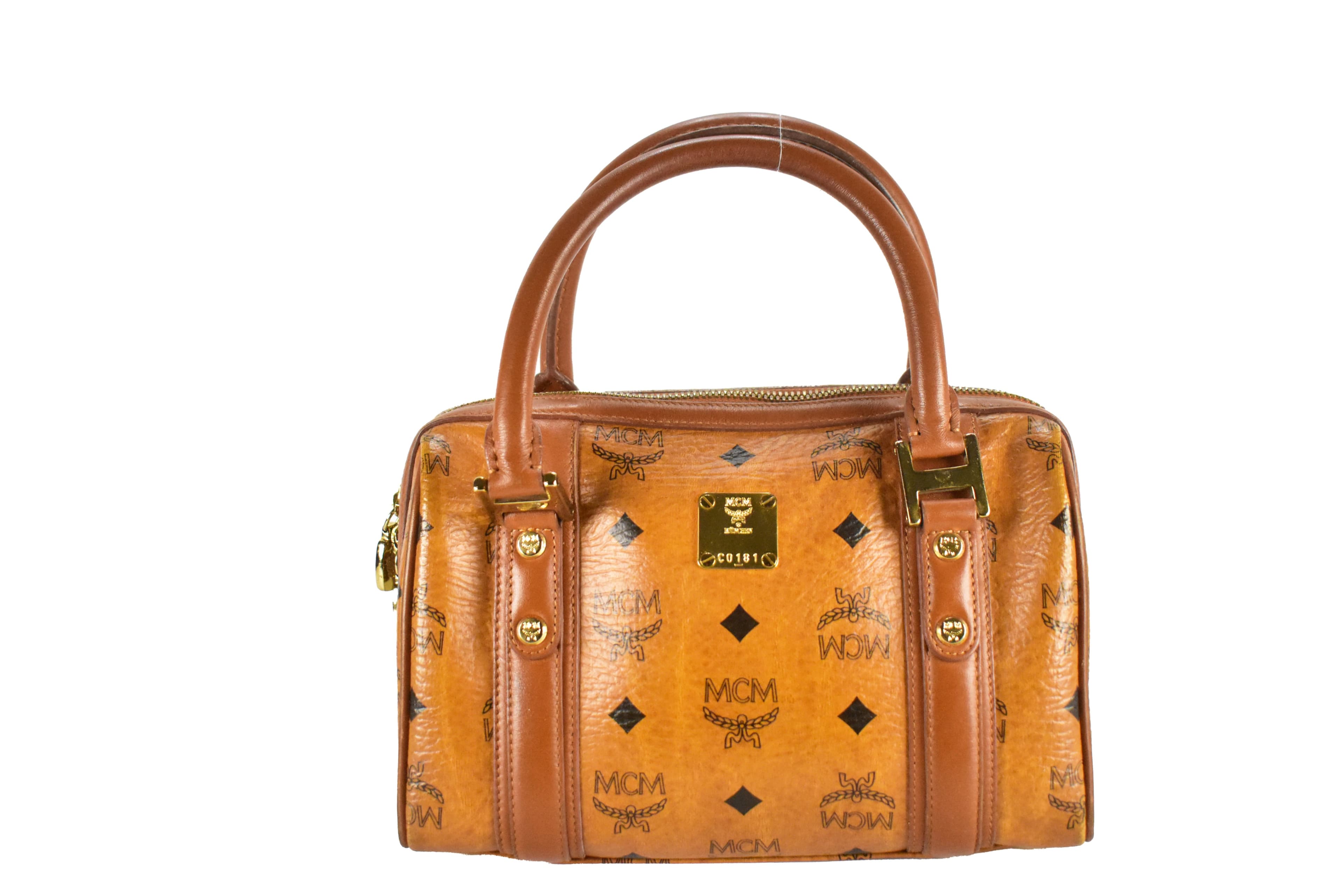 MCM TASCHE vintmarket.de HANDTASCHE BOSTON LEDER COGNAC 3768