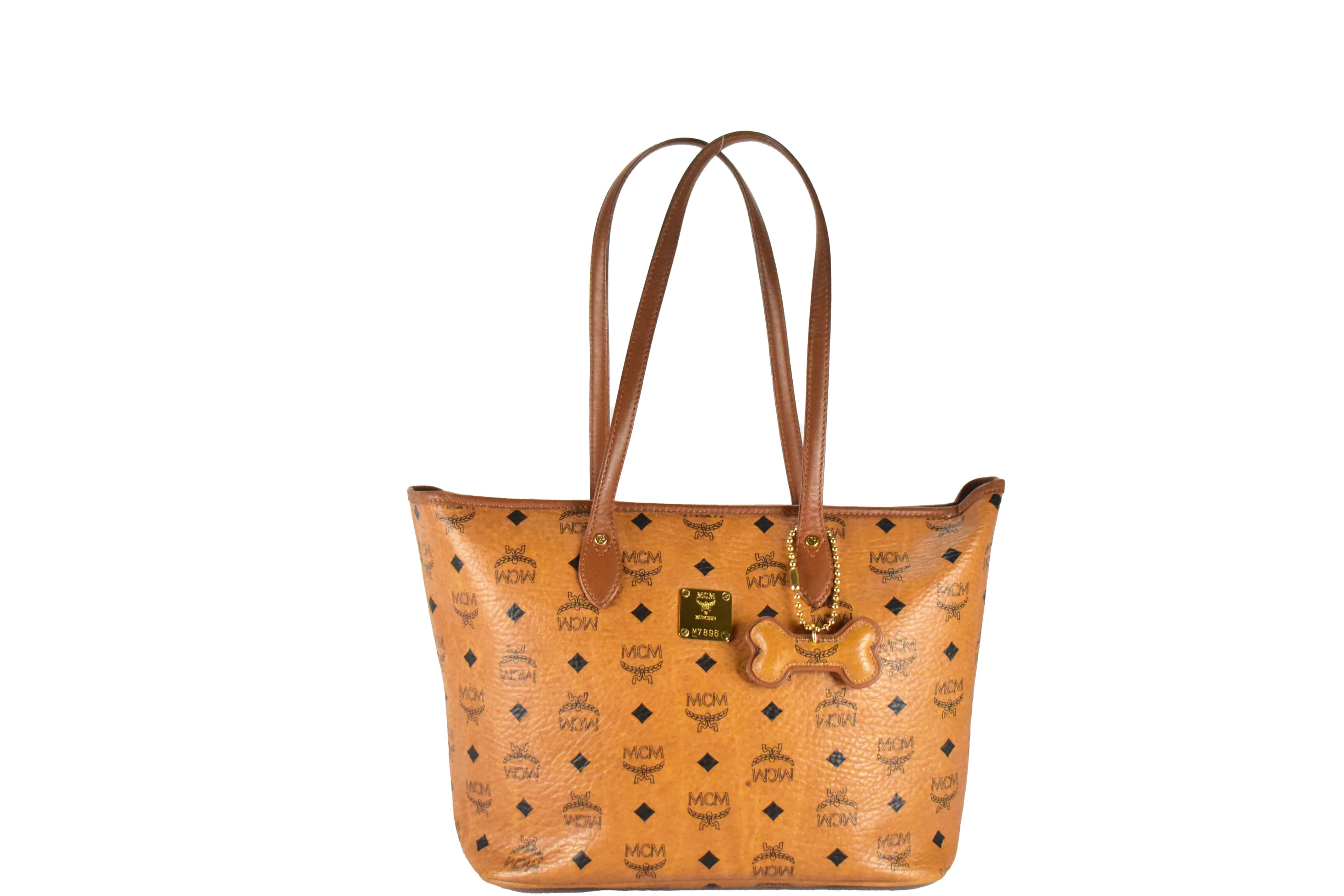 MCM TASCHE SCHULTERTASCHE vintmarket.de SHOPPER KLEIN COGNAC 3994