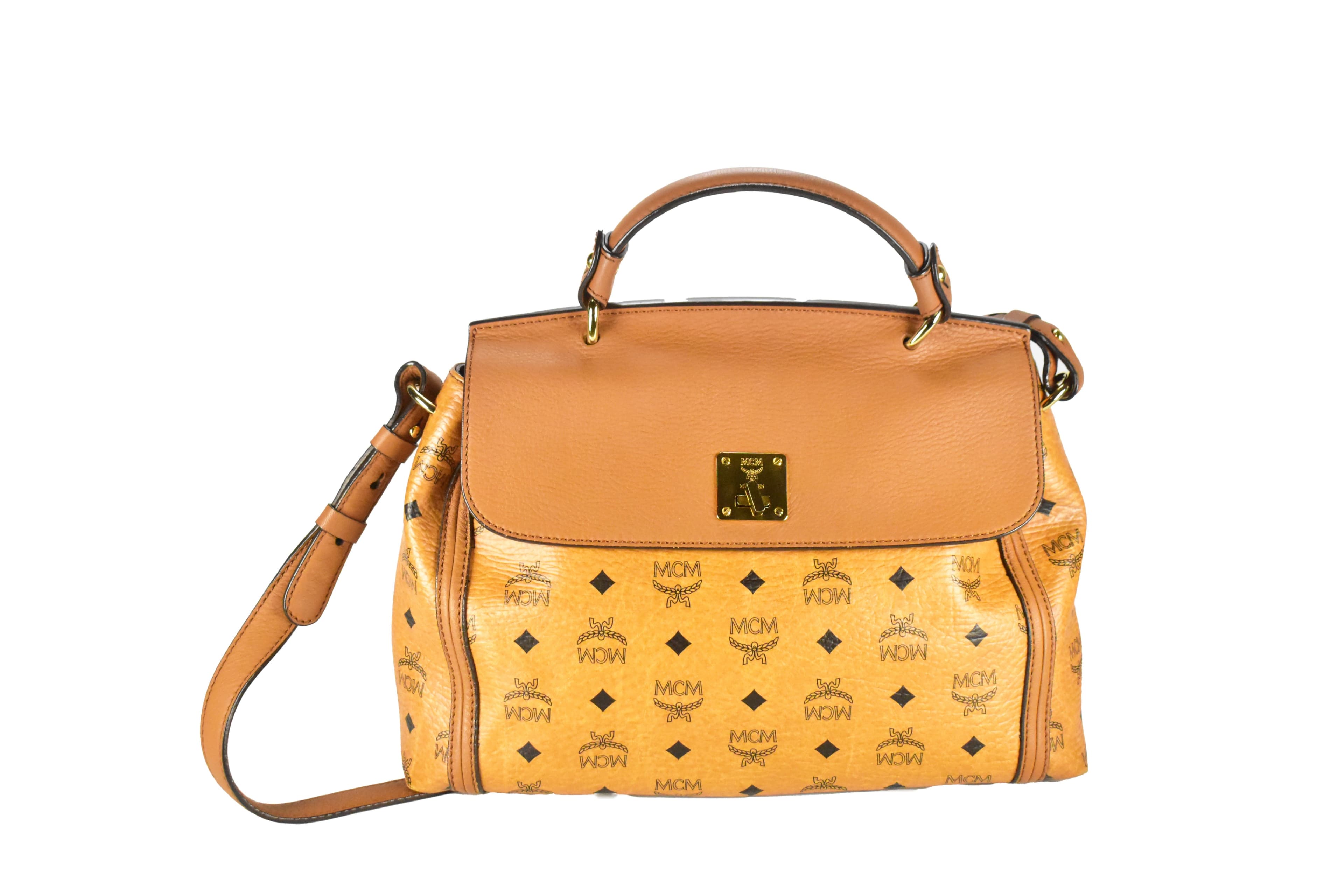 MCM AKTENTASCHE  vintmarket.de CROSSBODY LEDERTASCHE COGNAC 4051