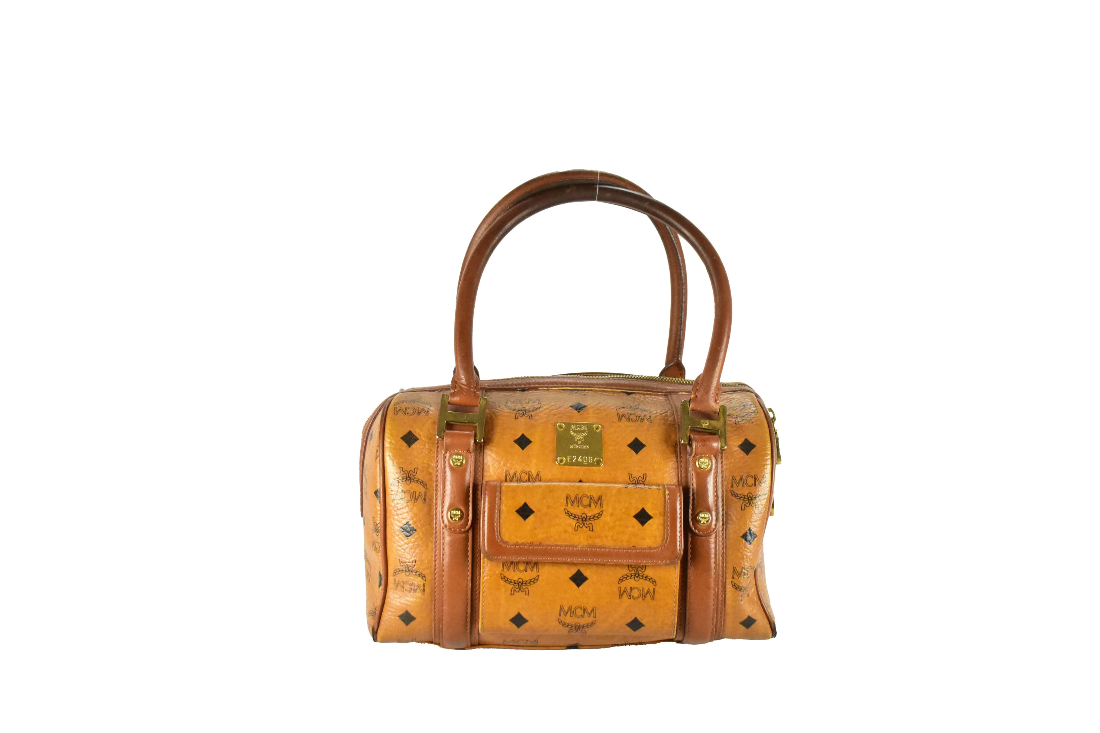 MCM TASCHE vintmarket.de HANDTASCHE BOSTON LEDER COGNAC 4100